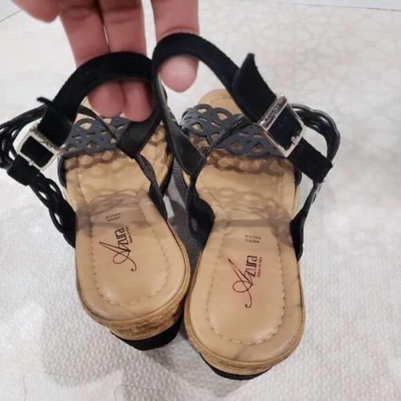 Azura Perforated Open Toe Strappy Wedge Sandals Size 39 - Picture 5 of 13